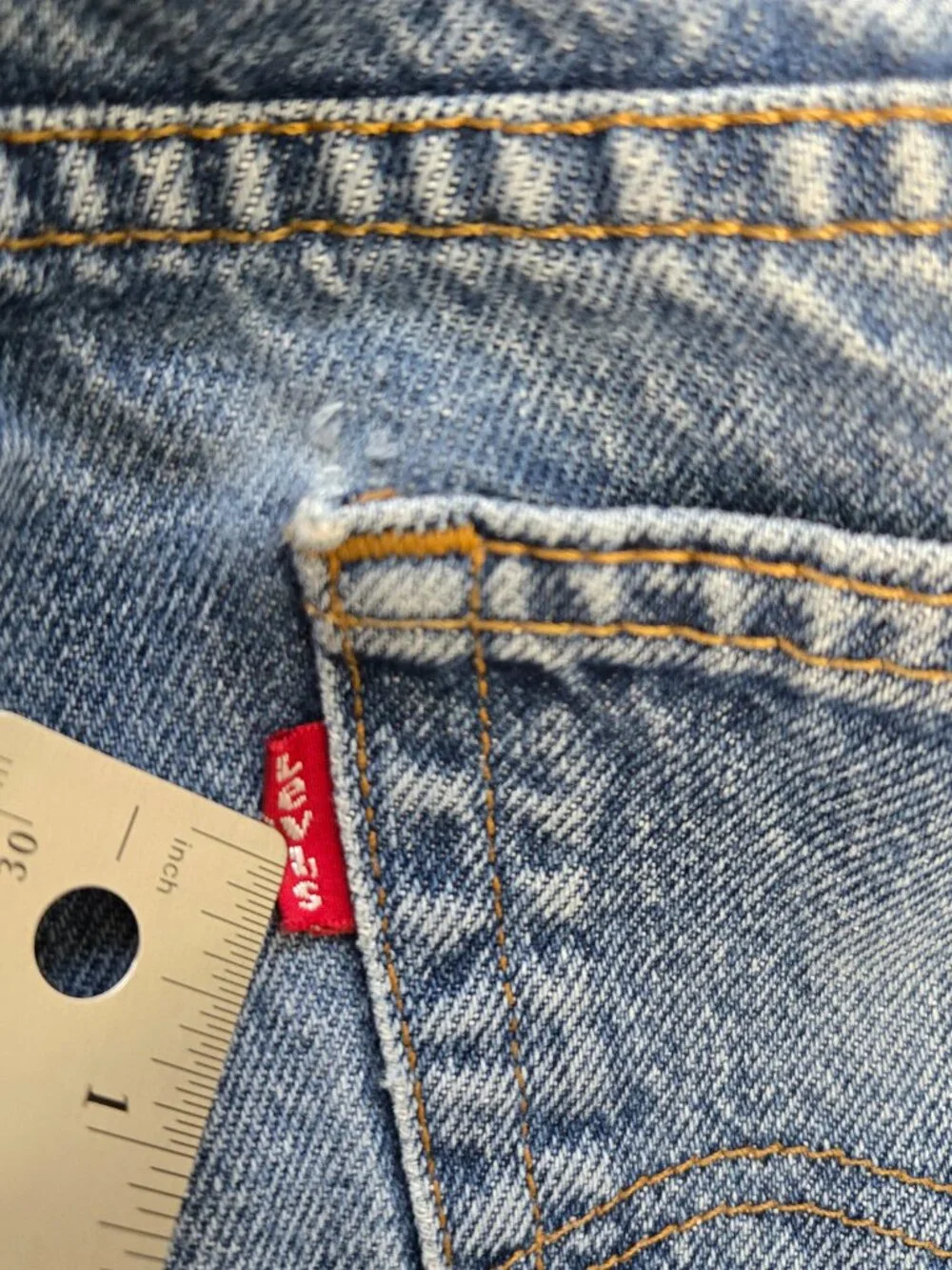 Levis 517 Bootcut Jeans Mens 34X33 Blue Denim Light Wash Patched Mexico Y2K